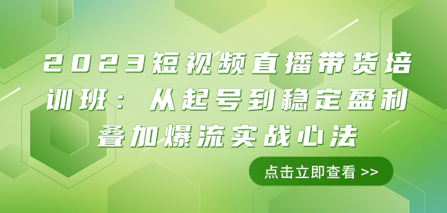 2023短视频直播带货培训班：从起号到稳定盈利叠加爆流实战心法（11节课）-闪越社