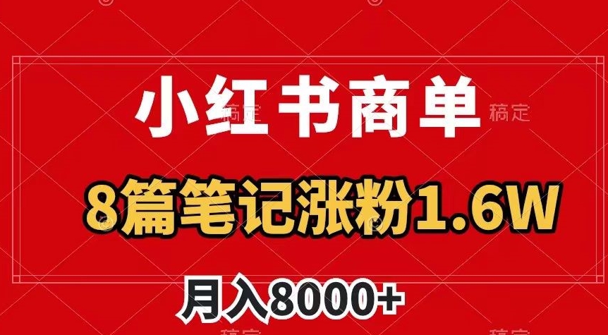 小红书商单最新玩法，8篇笔记涨粉1.6w，作品制作简单，月入8000+【揭秘】-闪越社