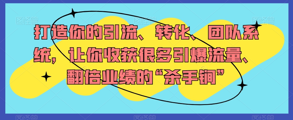 打造你的引流、转化、团队系统，让你收获很多引爆流量、翻倍业绩的“杀手锏”-闪越社