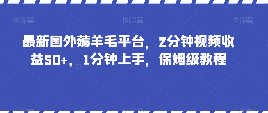 最新国外薅羊毛平台，2分钟视频收益50+，1分钟上手，保姆级教程【揭秘】-闪越社