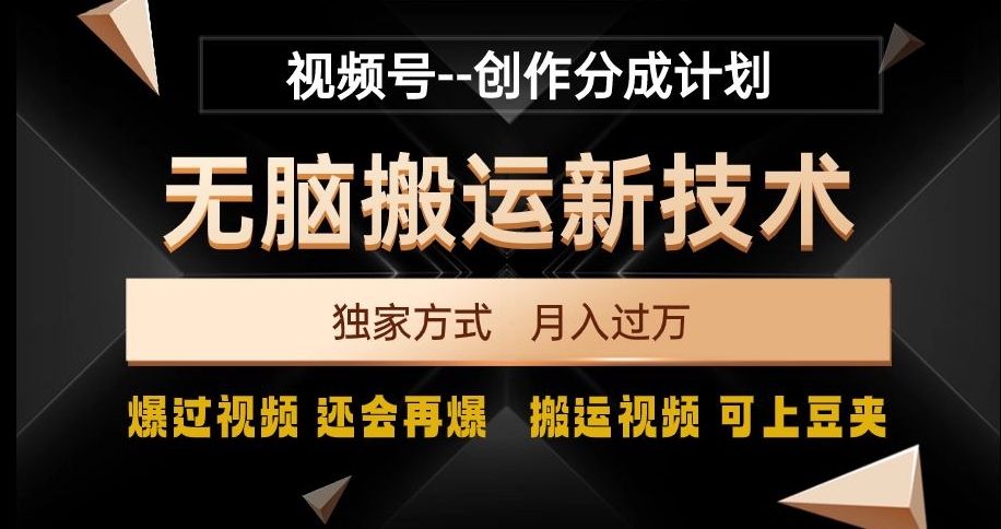 视频号无脑搬运新技术，破原创壕流量，独家方式，爆过视频，还会再爆【揭秘】-闪越社