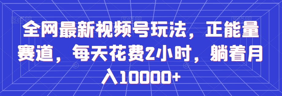 全网最新视频号玩法，正能量赛道，每天花费2小时，躺着月入10000+【揭秘】-闪越社