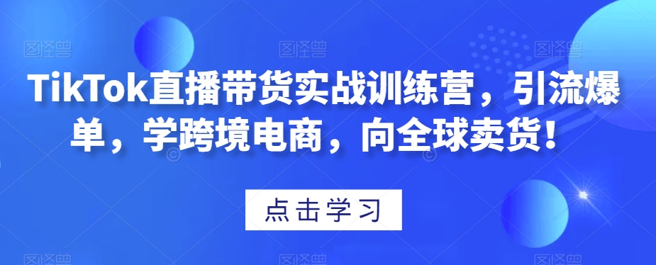 TikTok直播带货实战训练营，引流爆单，学跨境电商，向全球卖货！-闪越社