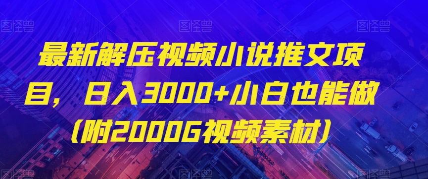 最新解压视频小说推文项目，日入3000+小白也能做（附2000G视频素材）【揭秘】-闪越社