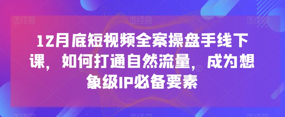 12月底短视频全案操盘手线下课，如何打通自然流量，成为想象级IP必备要素-闪越社