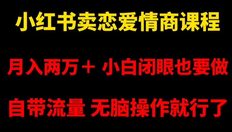 小红书卖恋爱情商课程，月入两万＋，小白闭眼也要做，自带流量，无脑操作就行了【揭秘】-闪越社