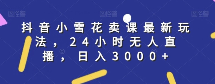 抖音小雪花卖课最新玩法，24小时无人直播，日入3000+【揭秘】-闪越社