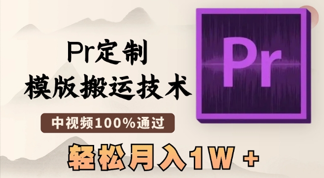 最新Pr定制模版搬运技术，中视频100%通过，几分钟一条视频，轻松月入1W＋【揭秘】-闪越社