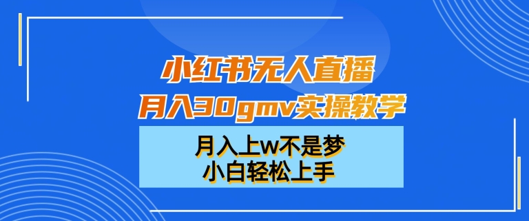 小红书无人直播月入30gmv实操教学，月入上w不是梦，小白轻松上手【揭秘】-闪越社