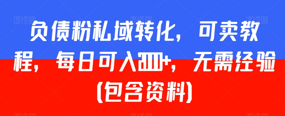 负债粉私域转化，可卖教程，每日可入2000+，无需经验（包含资料）【揭秘】-闪越社