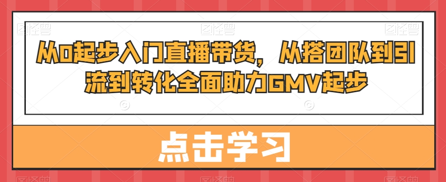 从0起步入门直播带货，​从搭团队到引流到转化全面助力GMV起步-闪越社