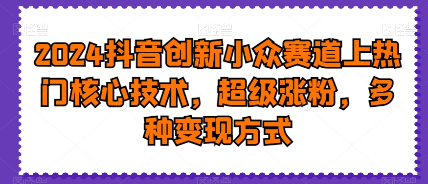 2024抖音创新小众赛道上热门核心技术，超级涨粉，多种变现方式【揭秘】-闪越社