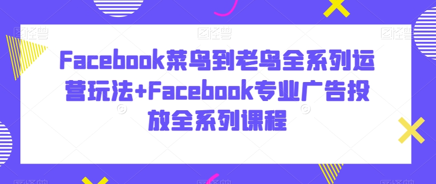 Facebook菜鸟到老鸟全系列运营玩法+Facebook专业广告投放全系列课程-闪越社