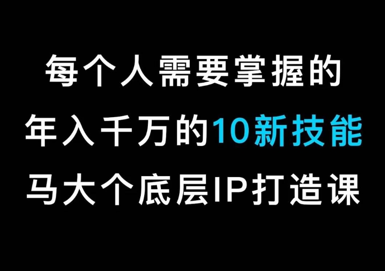 马大个的IP底层逻辑课，​每个人需要掌握的年入千万的10新技能，约会底层IP打造方法！-闪越社