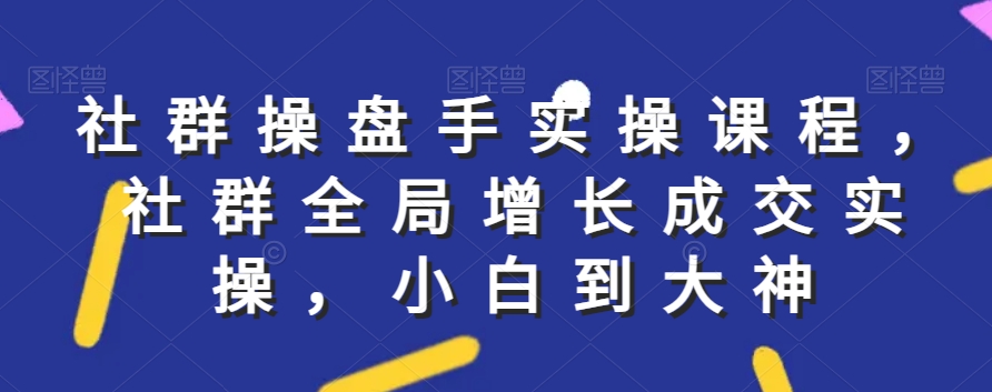 社群实操课程，社群全局增长成交实操，小白到大神-闪越社