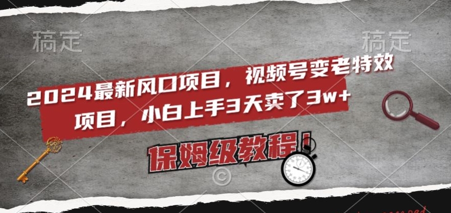 2024最新风口项目，视频号变老特效项目，电脑小白上手3天卖了3w+，保姆级教程【揭秘】-闪越社