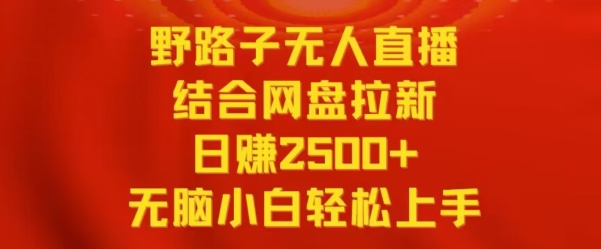 野路子无人直播结合网盘拉新，日赚2500+，小白无脑轻松上手【揭秘】-闪越社