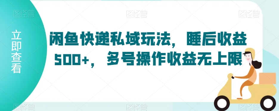 闲鱼快递私域玩法，睡后收益500+，多号操作收益无上限【揭秘】-闪越社