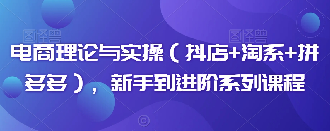 电商理论与实操（抖店+淘系+拼多多），新手到进阶系列课程-闪越社