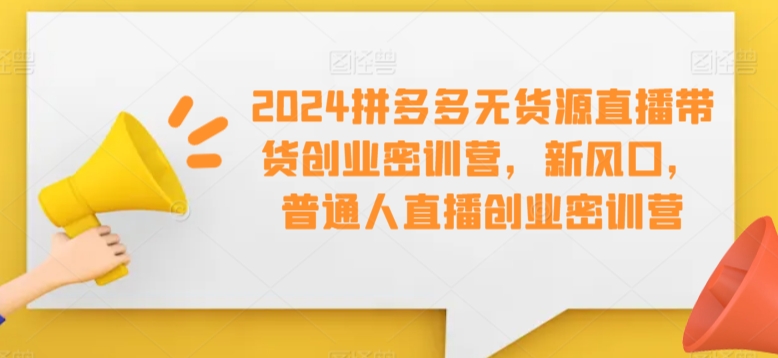 2024拼多多无货源直播带货创业密训营，新风口，普通人直播创业密训营-闪越社