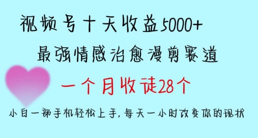 十天收益5000+，多平台捞金，视频号情感治愈漫剪，一个月收徒28个，小白一部手机轻松上手【揭秘】-闪越社