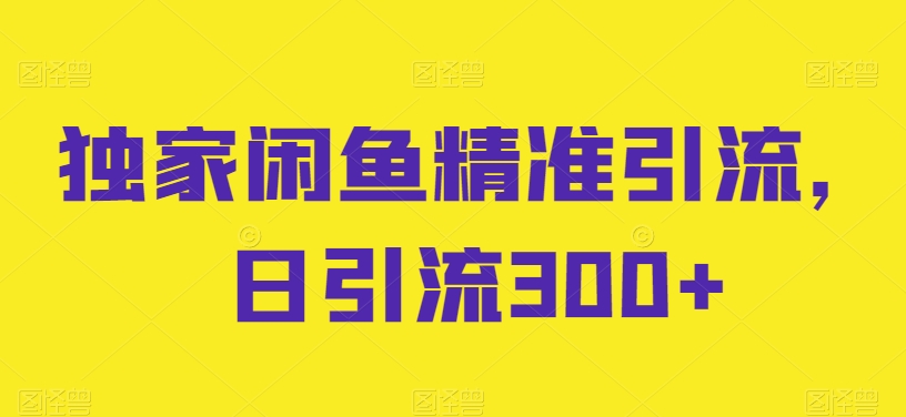 独家闲鱼精准引流，日引流300+【揭秘】-闪越社