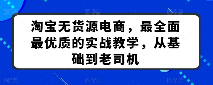 淘宝无货源电商，最全面最优质的实战教学，从基础到老司机-闪越社