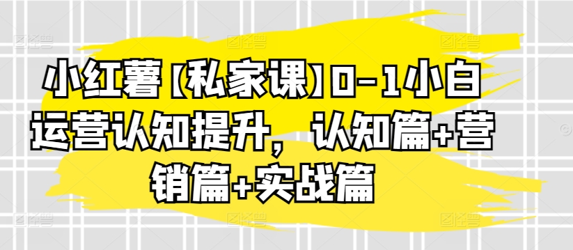 小红薯【私家课】0-1小白运营认知提升，认知篇+营销篇+实战篇-闪越社