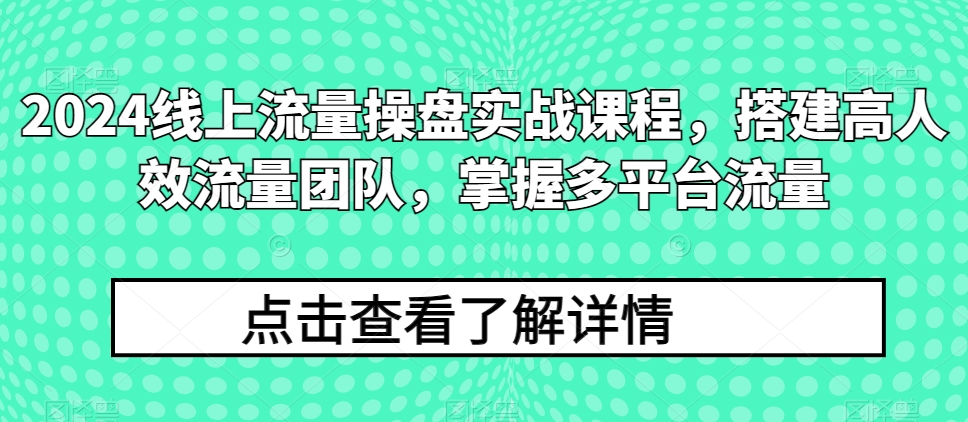 2024线上流量操盘实战课程，搭建高人效流量团队，掌握多平台流量-闪越社