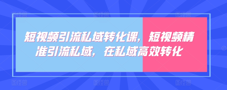 短视频引流私域转化课，短视频精准引流私域，在私域高效转化-闪越社