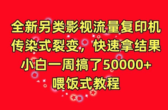 全新另类影视流量复印机，传染式裂变，快速拿结果，小白一周搞了50000+，喂饭式教程【揭秘】-闪越社