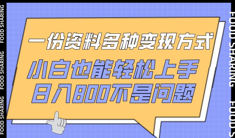 一份资料多种变现方式，小白也能轻松上手，日入800不是问题【揭秘】-闪越社