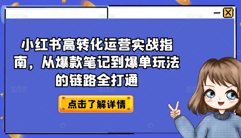 小红书高转化运营实战指南，从爆款笔记到爆单玩法的链路全打通-闪越社