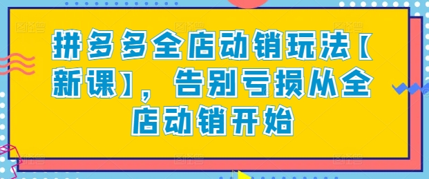 拼多多全店动销玩法【新课】，告别亏损从全店动销开始-闪越社