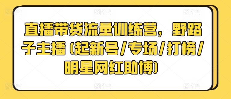 直播带货流量训练营，野路子主播(起新号/专场/打榜/明星网红助博)-闪越社