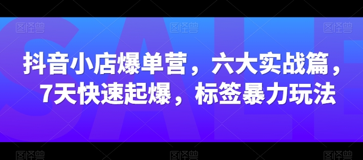 抖音小店爆单营，六大实战篇，7天快速起爆，标签暴力玩法-闪越社