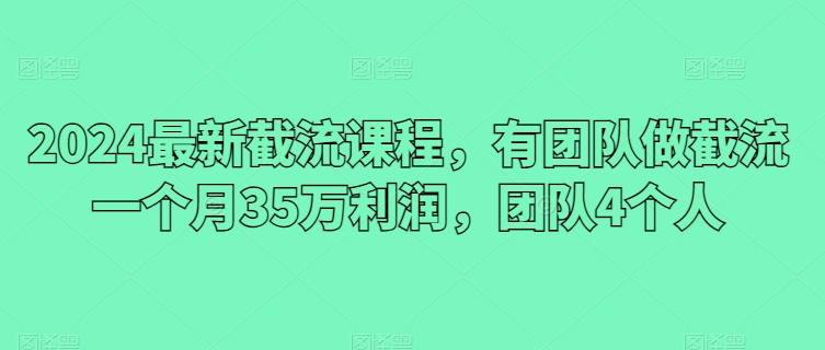 2024最新截流课程，有团队做截流一个月35万利润，团队4个人-闪越社