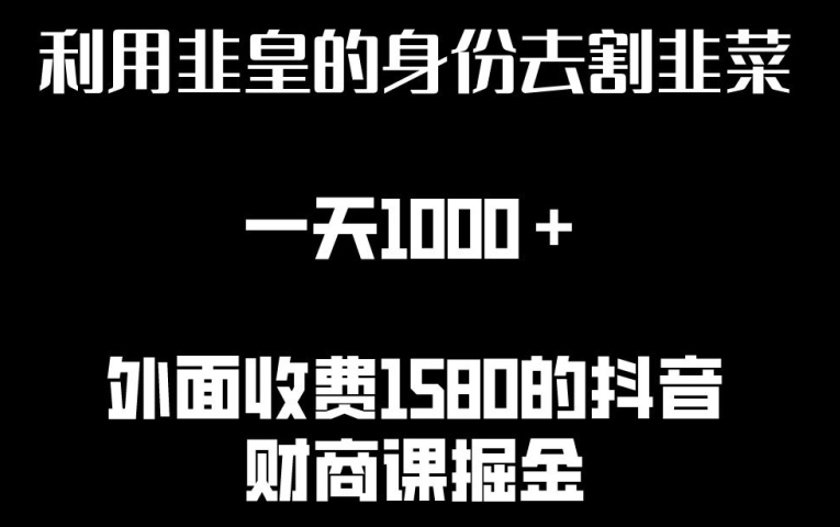 利用非皇的身份去割韭菜，一天1000+(附详细资源)【揭秘】-闪越社