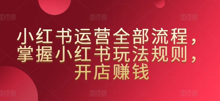 小红书运营全部流程，掌握小红书玩法规则，开店赚钱-闪越社