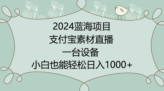 2024年蓝海项目，支付宝素材直播，无需出境，小白也能日入1000+ ，实操教程【揭秘】-闪越社