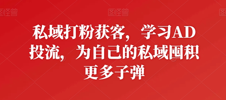 私域打粉获客，学习AD投流，为自己的私域囤积更多子弹-闪越社