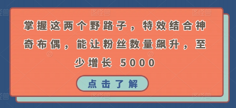 掌握这两个野路子，特效结合神奇布偶，能让粉丝数量飙升，至少增长 5000【揭秘】-闪越社