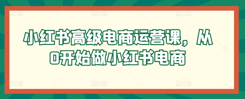 小红书高级电商运营课，从0开始做小红书电商-闪越社