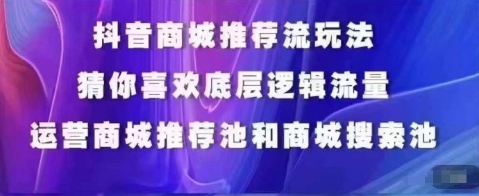 抖音商城运营课程，猜你喜欢入池商城搜索商城推荐人群标签覆盖-闪越社