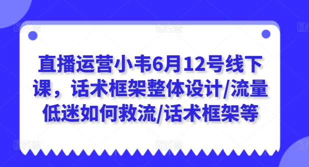 直播运营小韦6月12号线下课，话术框架整体设计/流量低迷如何救流/话术框架等-闪越社