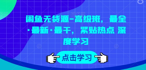 闲鱼无货源-高级班，最全·最新·最干，紧贴热点 深度学习-闪越社