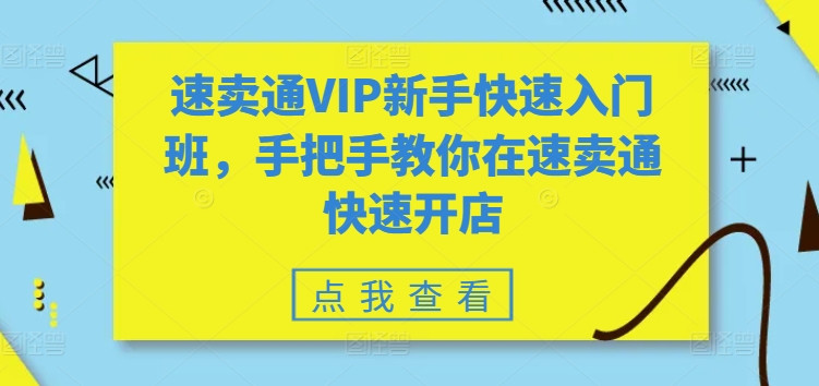 速卖通VIP新手快速入门班，手把手教你在速卖通快速开店-闪越社