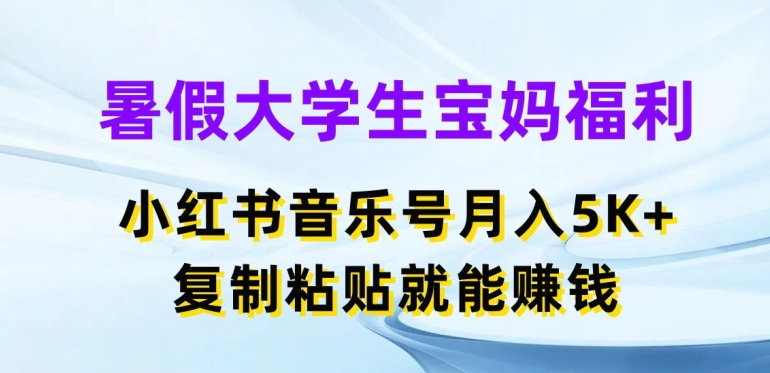 暑假大学生宝妈福利，小红书音乐号月入5000+，复制粘贴就能赚钱【揭秘】-闪越社