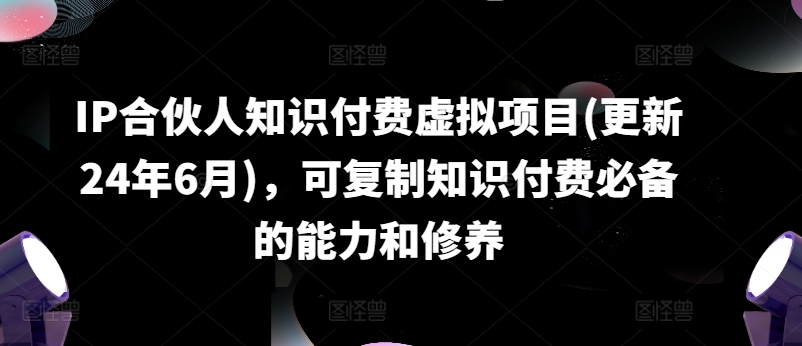 IP合伙人知识付费虚拟项目(更新24年6月)，可复制知识付费必备的能力和修养-闪越社