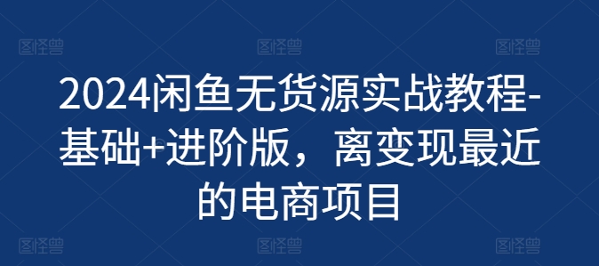 2024闲鱼无货源实战教程-基础+进阶版，离变现最近的电商项目-闪越社